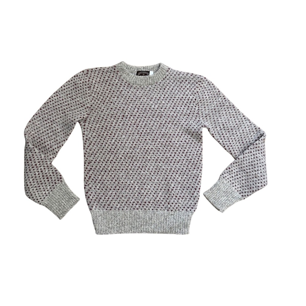 Vintage Wool Sweater Mens Small Hoyle Knitting Mills Birdseye Tan Preppy